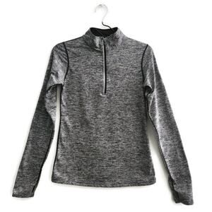 Forever 21 Women's Activewear Thumb Hole Quarter Zip Gray Pullover Small